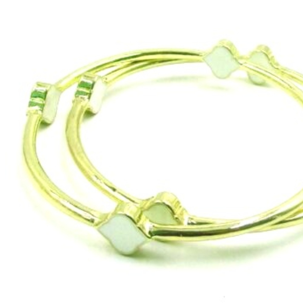 White Enamel Bangle Bracelet - gold filled